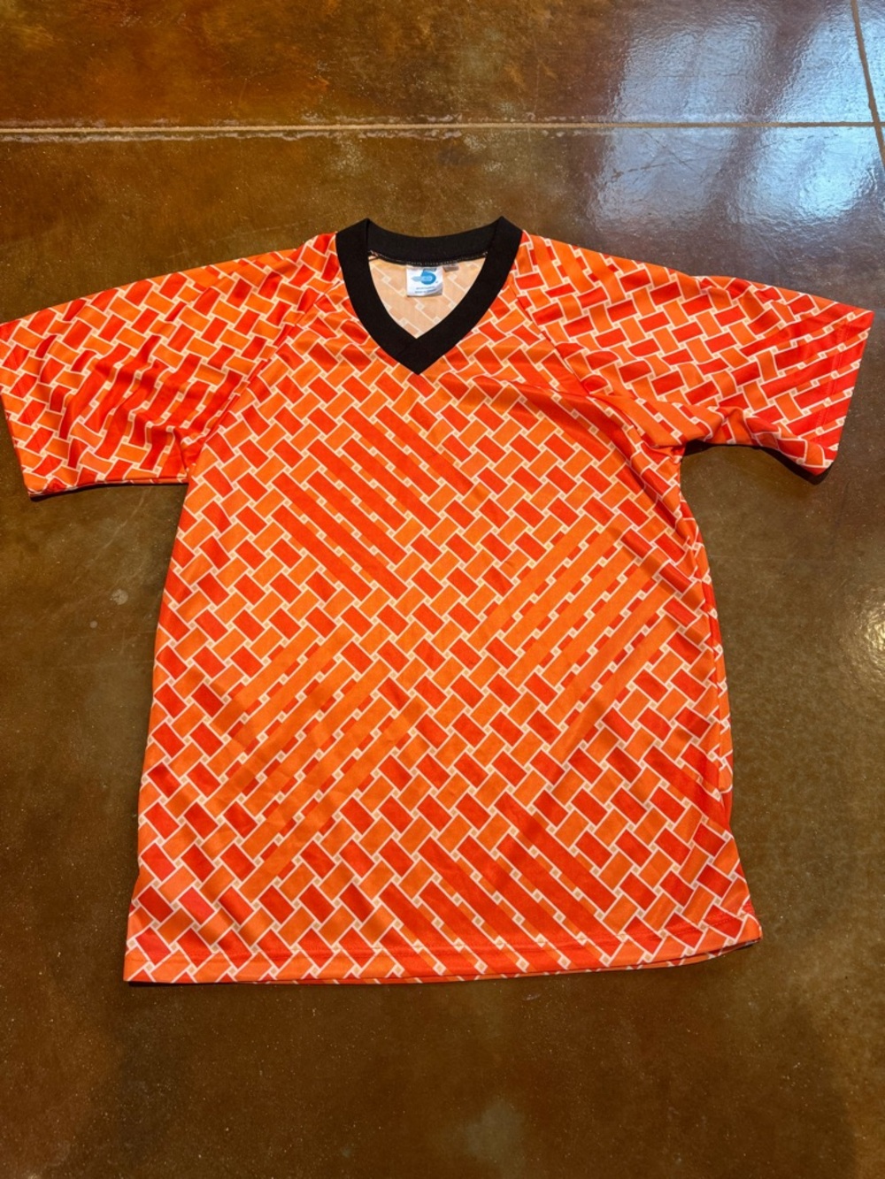 Men's High Five Sportswear Basket Weave Pattern Style Orange Shirt
